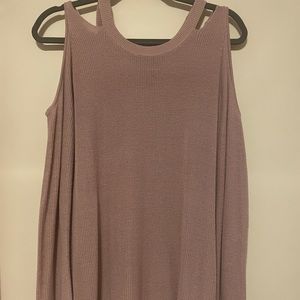 Purple open shoulder sweater